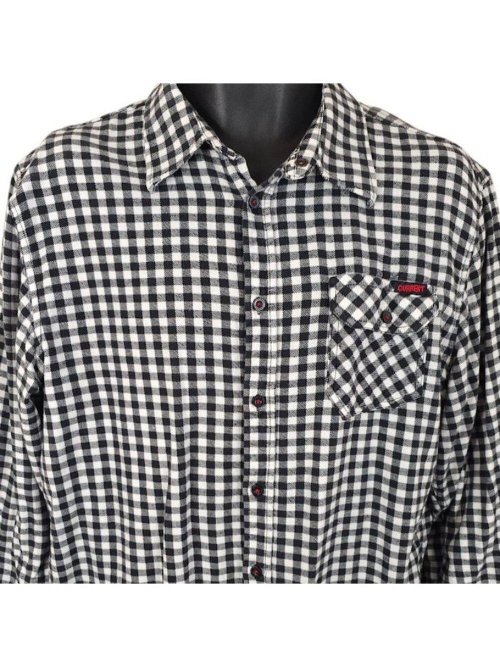 Current Checked Shirt Mens Size Large Black White Plaid Skater Surf & Skate